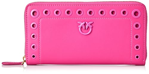 Pinko Ryder Zip Around Cielęcina Jedwab, Akcesoria Podróżne-Portfele Damskie, N17Q_Pink Antique Gold, 20, N17q_pink Pinko-antique Gold, 20