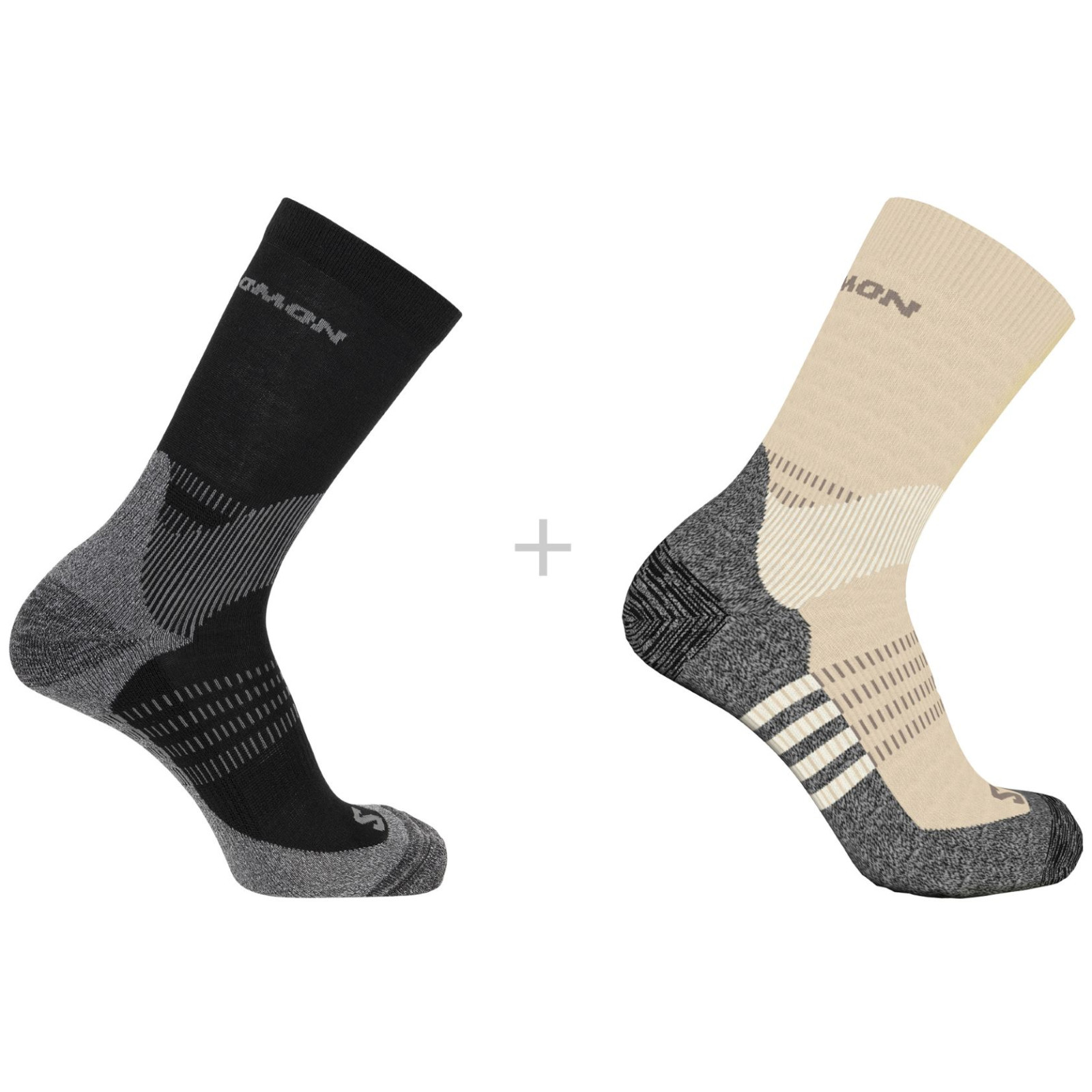 Wysokie skarpetki Salomon X Ultra Access Crew 2-Pack Rozmiar skarpet: 45-47 / Kolor: beżowy