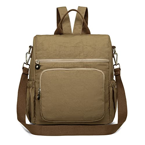 Kono Damski plecak antykradzieżowy nylon Schoobag damska podróżna torba do pracy na co dzień plecak vintage plecak na ramię, Khaki, Jeden rozmiar, Stylowy