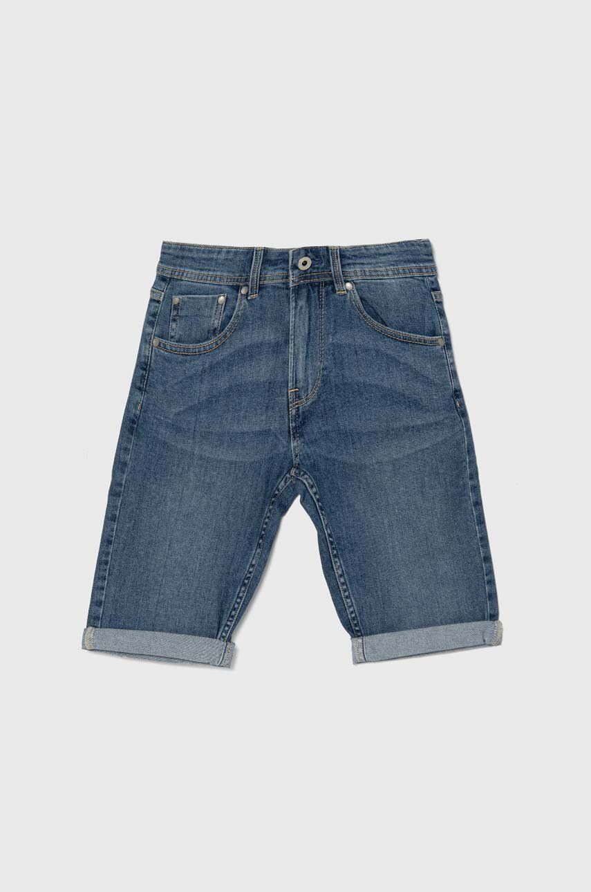 Pepe Jeans szorty jeansowe SLIM kolor niebieski regulowana talia