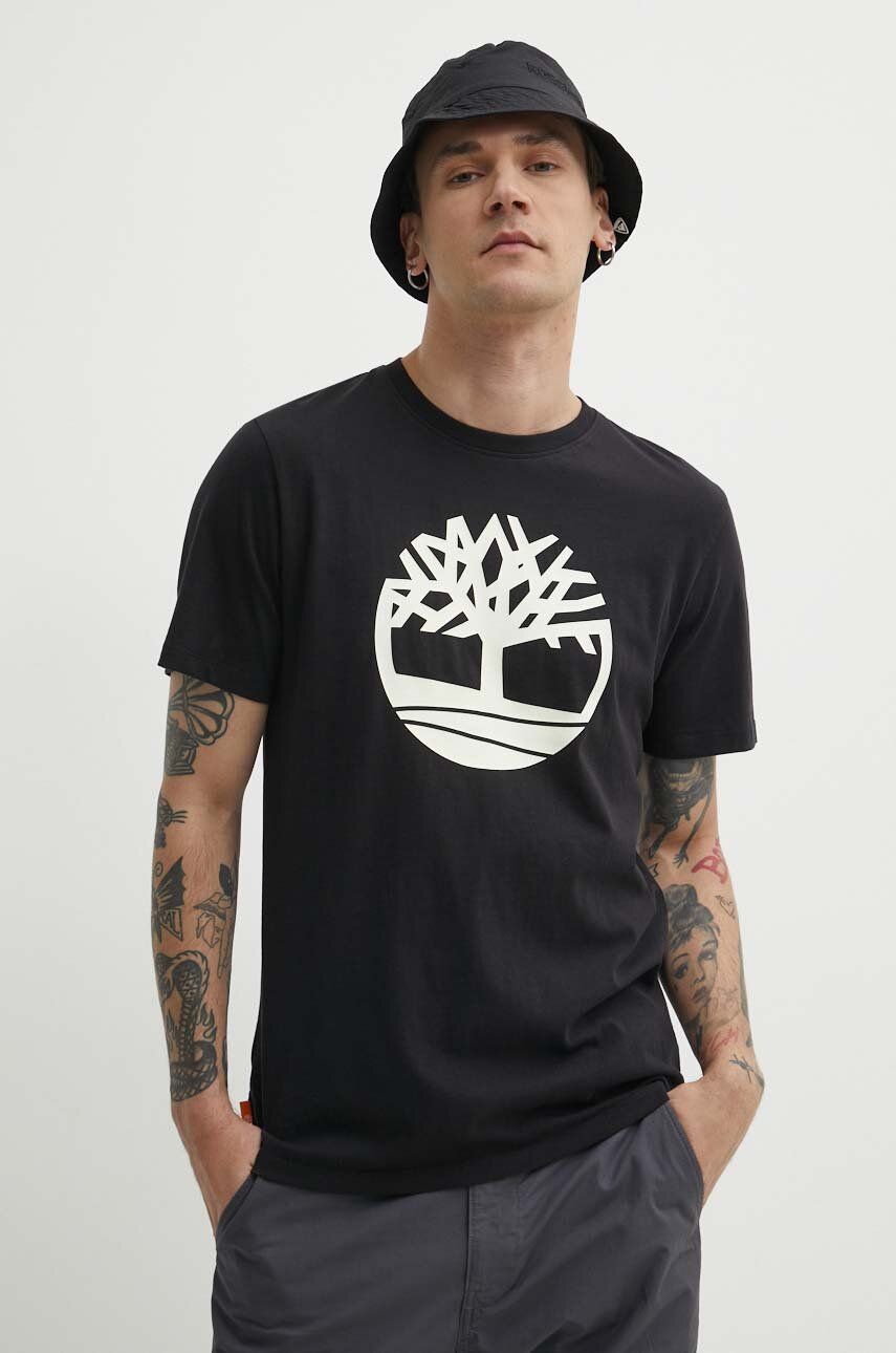 Timberland t-shirt bawełniany męski kolor czarny z nadrukiem TB0A2C2R0011
