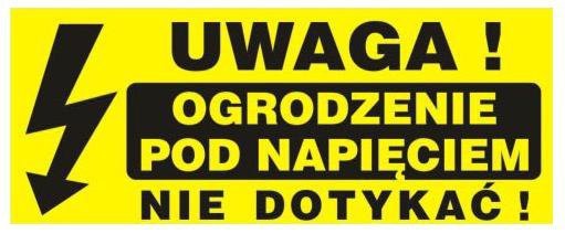 Un Tablica 23*10Cm Uwaga! Ogrodzenie Pod Napięciem Nie Dotykać TAB TBI-48
