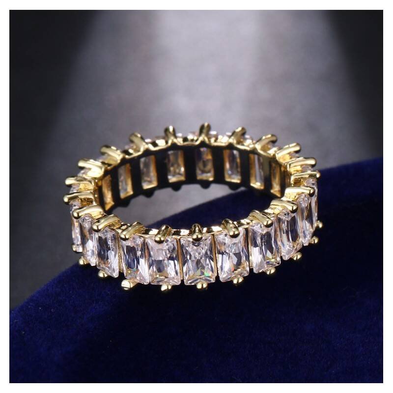 Pierścionek Pozłacany Cyrkonie Kolor Stal Chirurgiczna Platerowana Złotem Pst579B, Rozmiar Pierścionków: Us6 Eu11