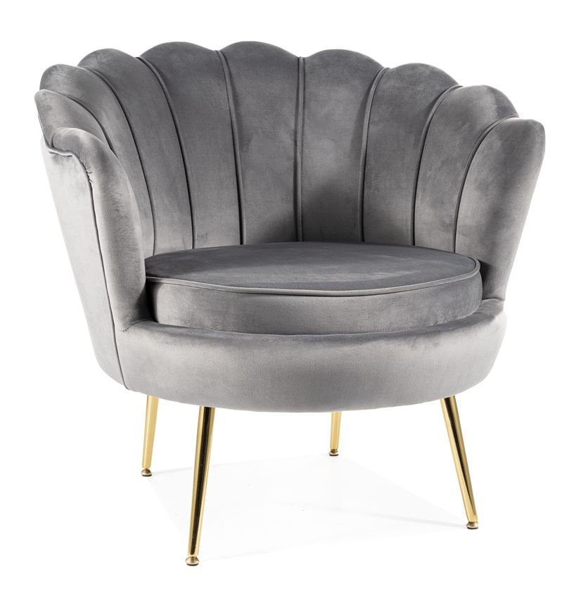Fotel Camellia 1 Velvet Złoty / Bluvel 14 Szary
