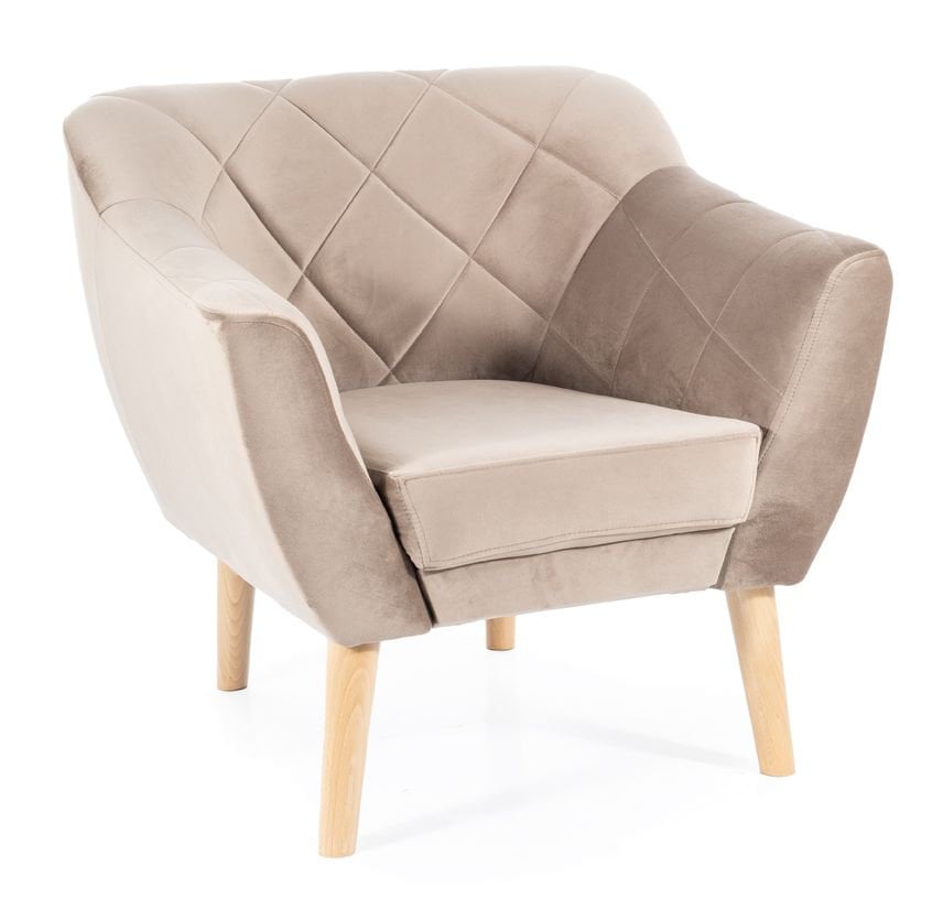 Fotel Karo 1 Velvet Buk / Bluvel 40 Ciemnobeżowy