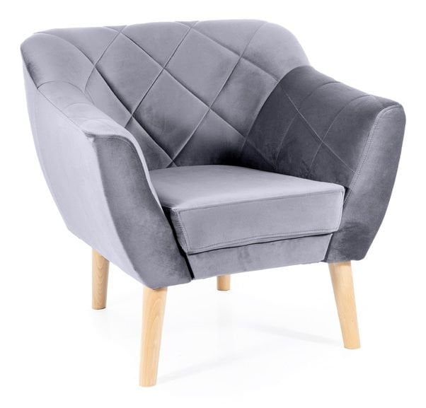 Fotel Karo 1 Velvet Buk / Bluvel 14 Szary