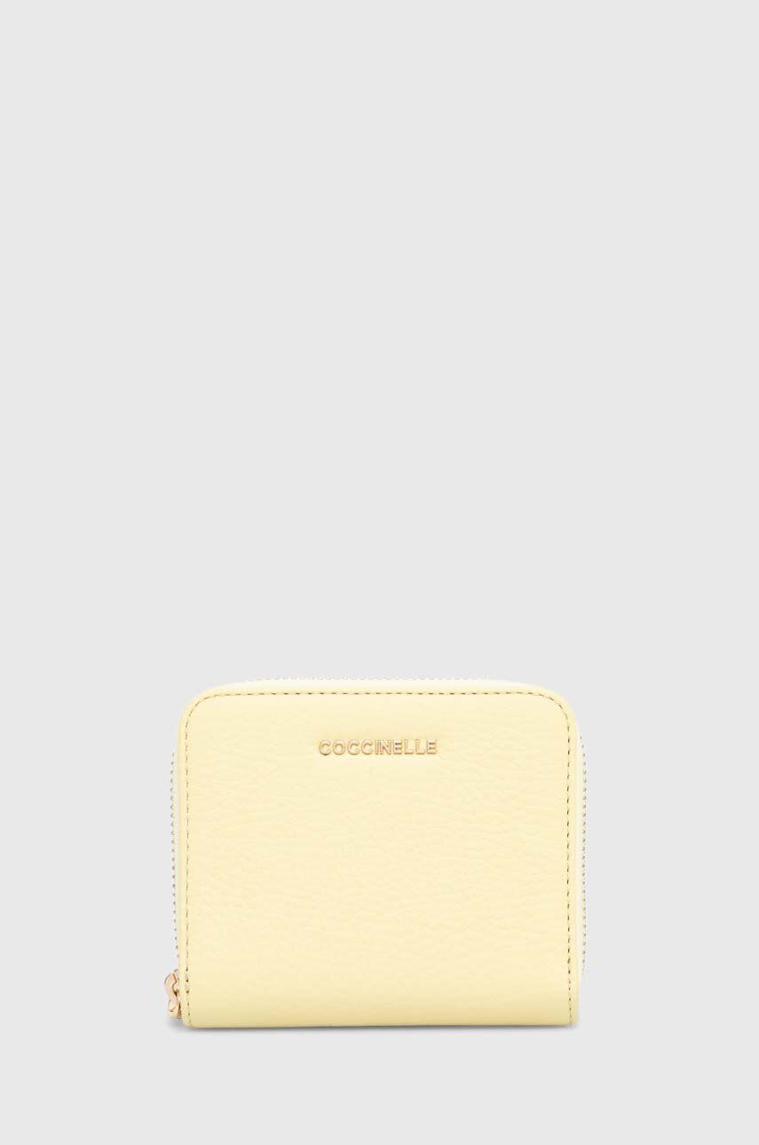 Coccinelle portfel skórzany damski kolor żółty