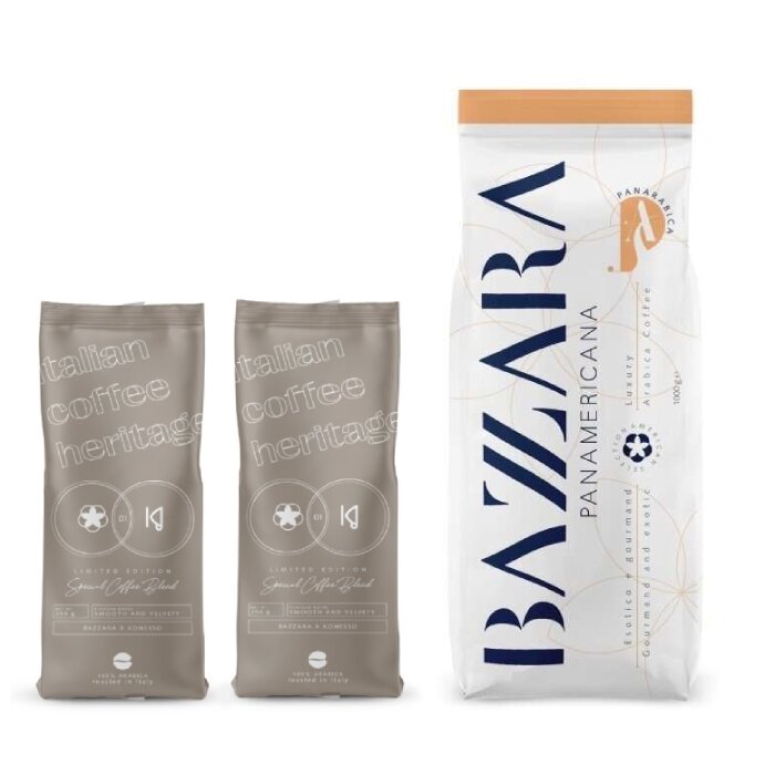 ZESTAW - Kawa ziarnista Bazzara Luxury Blend Panamericana 1kg + Bazzara X Konesso - Special Coffee Blend 2x250g