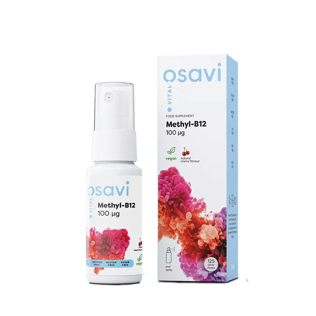Osavi Methyl-B12 Oral Spray, Witamina B12 spray doustny, wiśnia, 100 mcg, 25 ml
