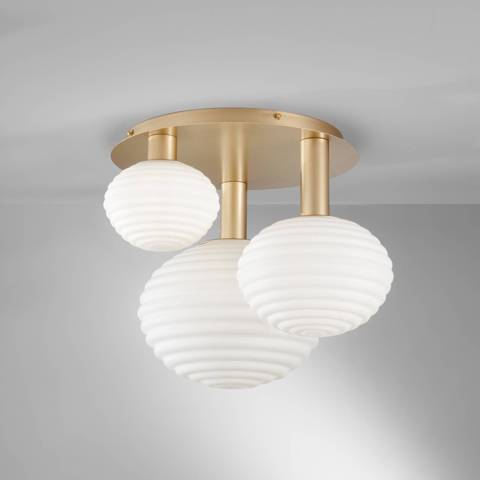 Eco-Light Lampa sufitowa Ripple, kolor złoty/opal, 3-punktowa