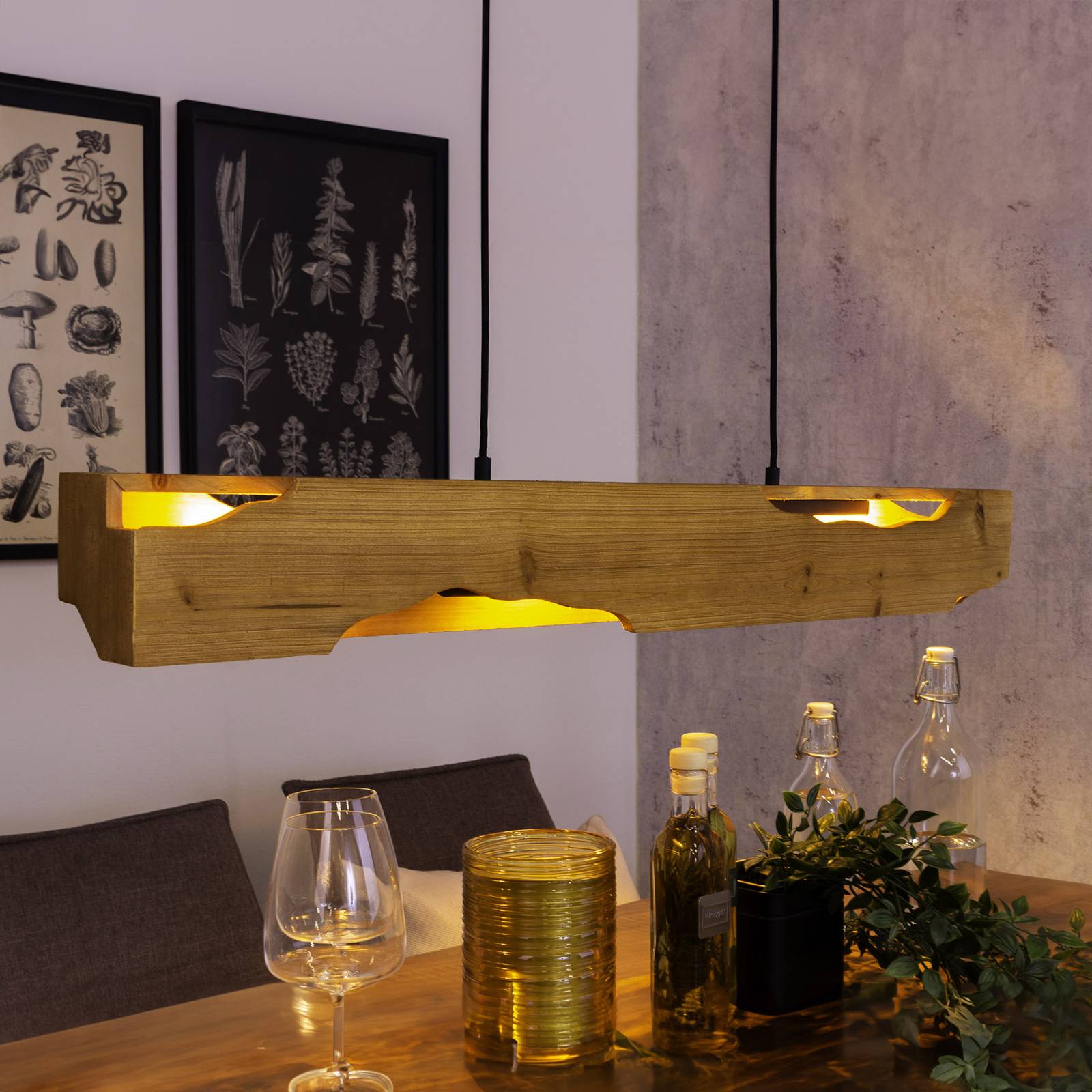 Eco-Light Lampa wisząca Venus, brązowa, długość 100 cm, 4-punktowa, drewno