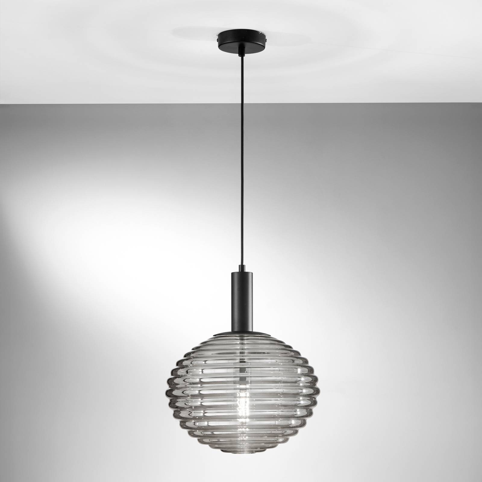 Eco-Light Lampa wisząca Ripple, czarny/dymny szary, Ø 32 cm