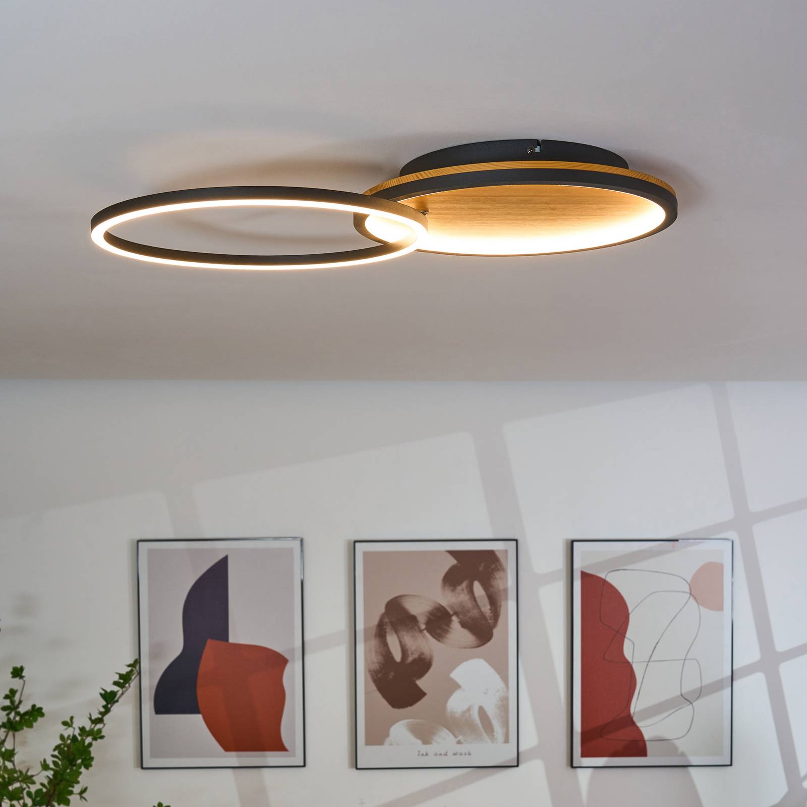 Eco-Light Lampa sufitowa LED Kiru, sosna, długość 63,2 cm, drewno