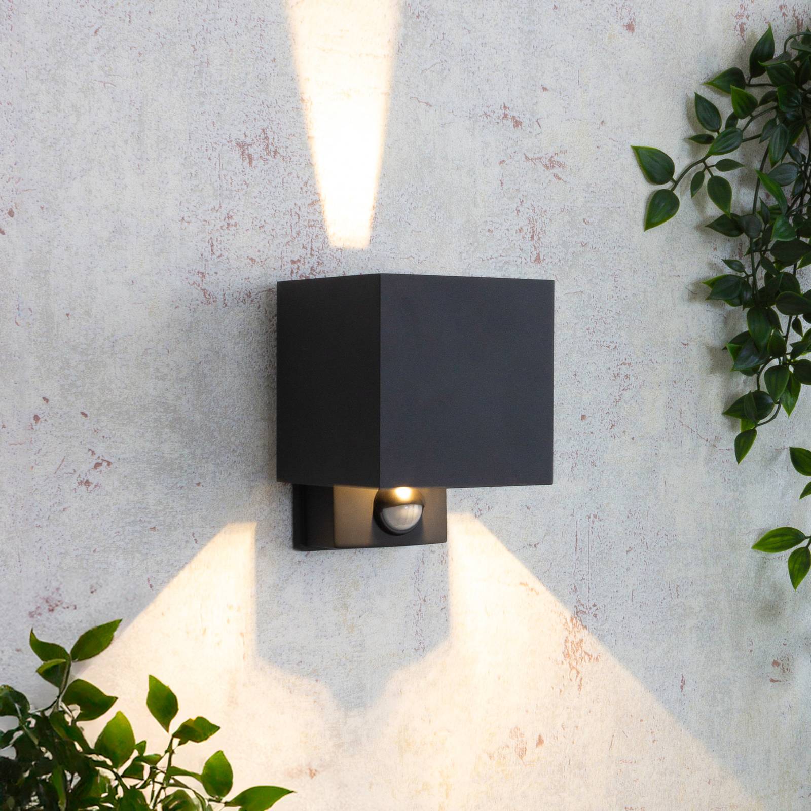 Eco-Light Kinkiet zewnętrzny LED Dubai, antracyt, szerokość 10 cm, czujnik