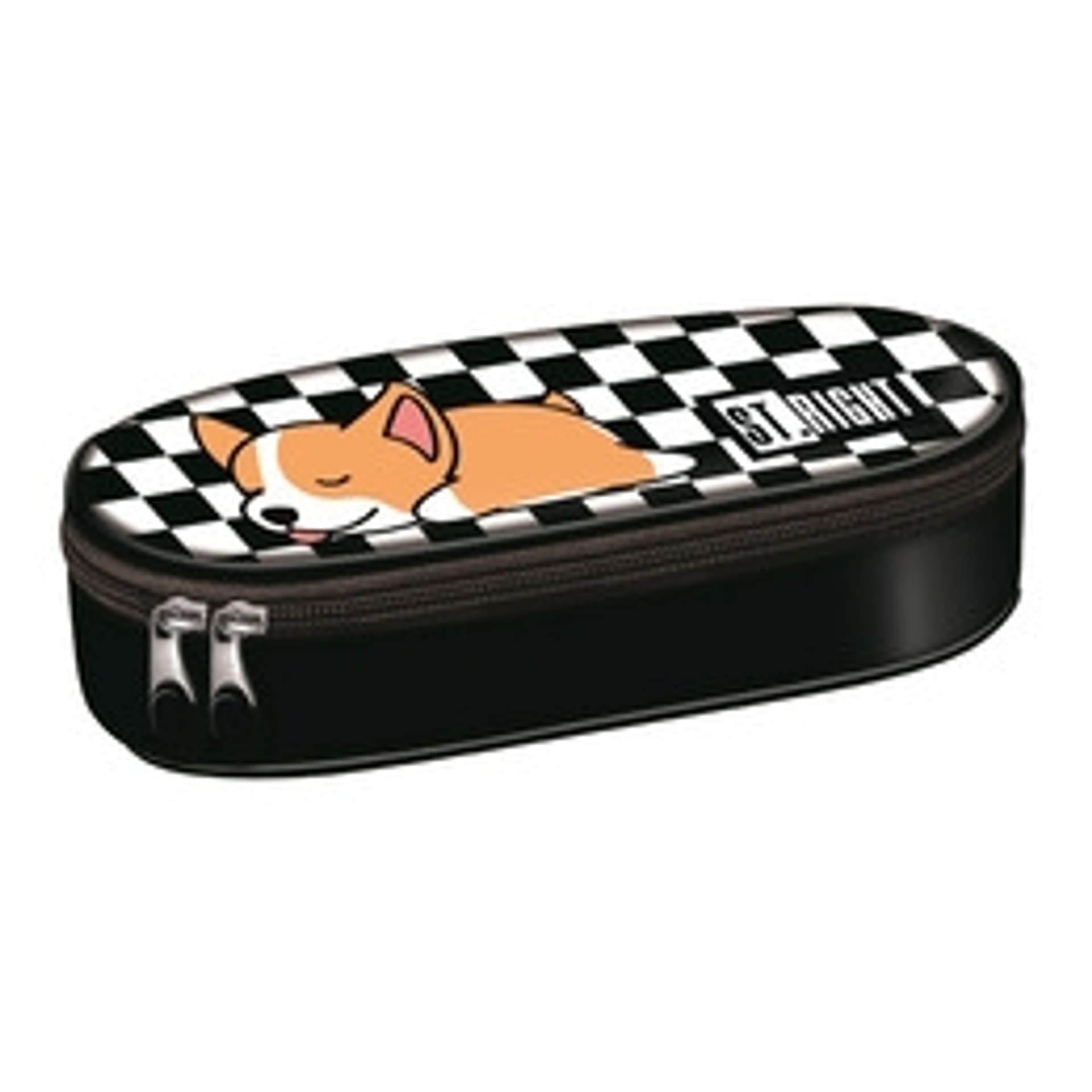 Piórnik Saszetka Sztywna Piesek Sleepy Corgi Krata