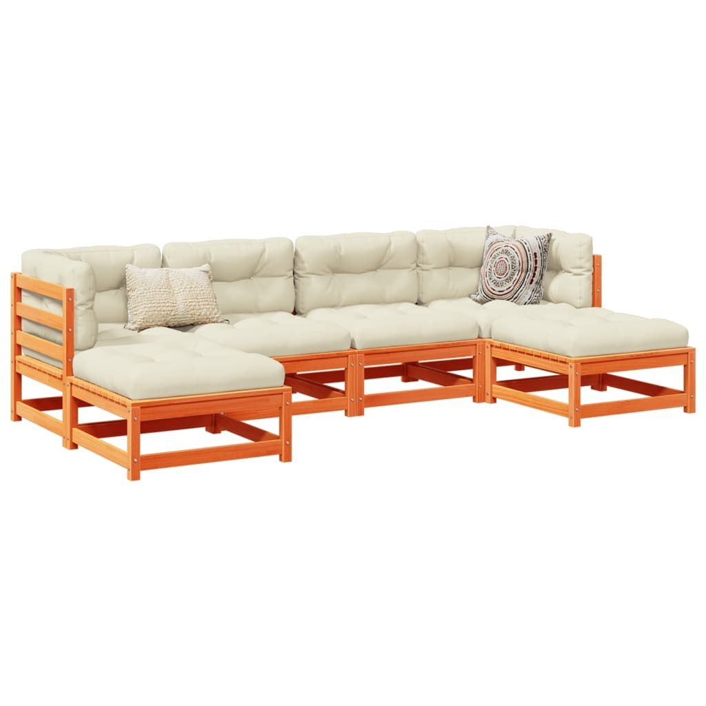 6-częściowy, ogrodowy zestaw wypoczynkowy z poduszkami, woskowy brąz