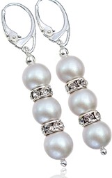 Kryształy Piękne Kolczyki Perły Srebro Iridescent Dove Grey Certyfikat