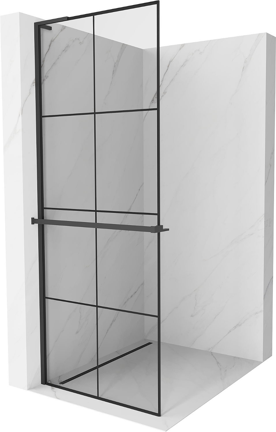 Mexen Kioto+ L ścianka prysznicowa z półką Walk-in 70 x 200 cm, czarny wzór, czarna - 800-070-123-70-77
