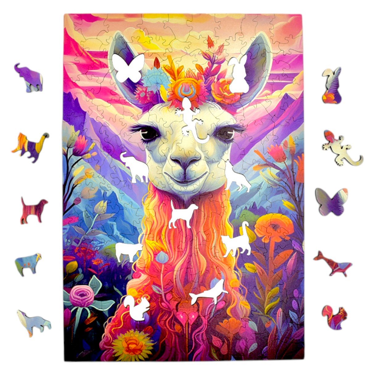 Puzzle Lama Mruu&Pruu 20 x 28 cm 160 elementów Układanka drewniana