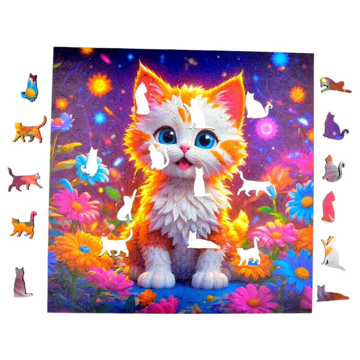 Puzzle Słodki Kotek Mruu&Pruu 25 x 25 cm 150 elementów Układanka drewniana