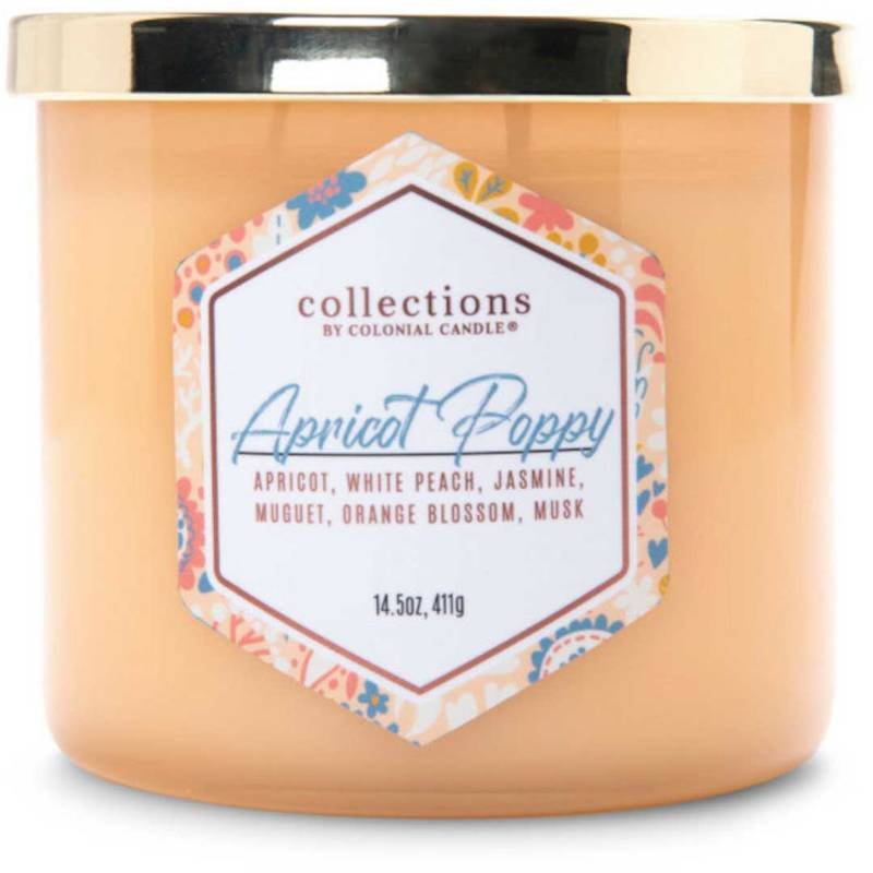Sojowa świeca zapachowa w szkle 3 knoty Colonial Candle Mother's Day 411 g - Morela Apricot Poppy