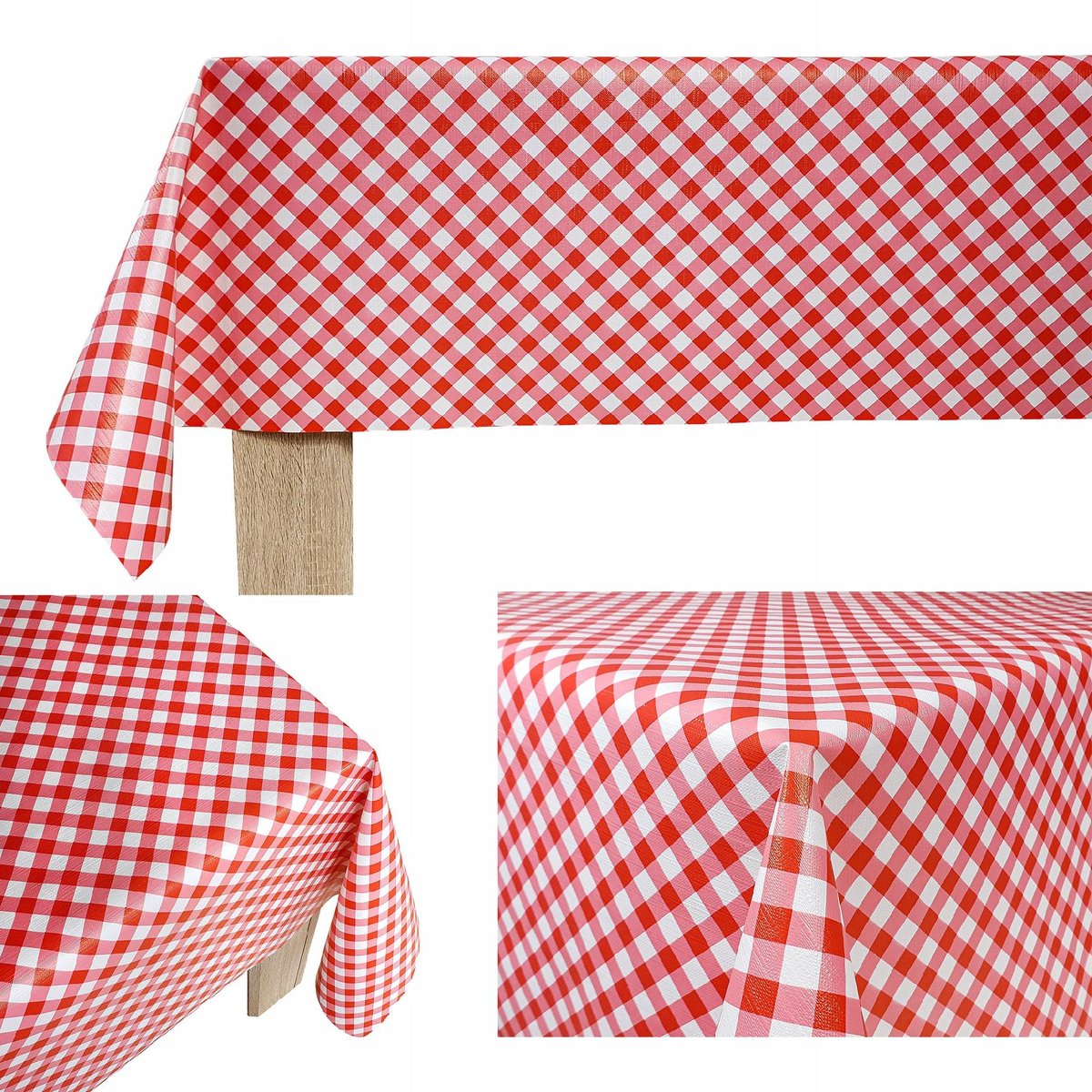 Dekoracyjna Cerata Flizelinowa Czerwona Kratka Na Stół Blat Ławę 140x10cm