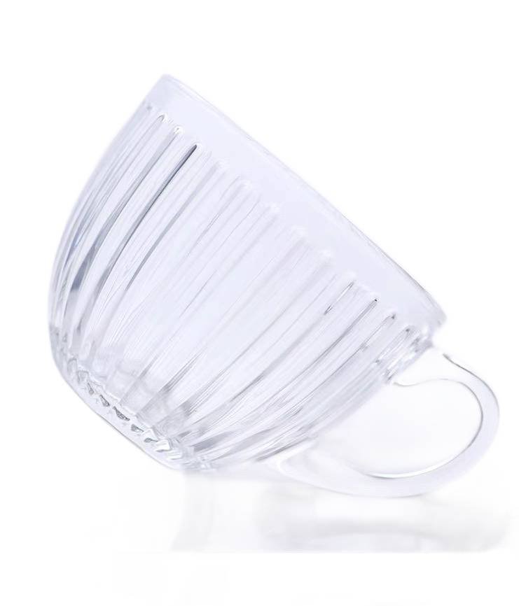 Duża szeroka filiżanka szklana 460ml Venus prążki paski