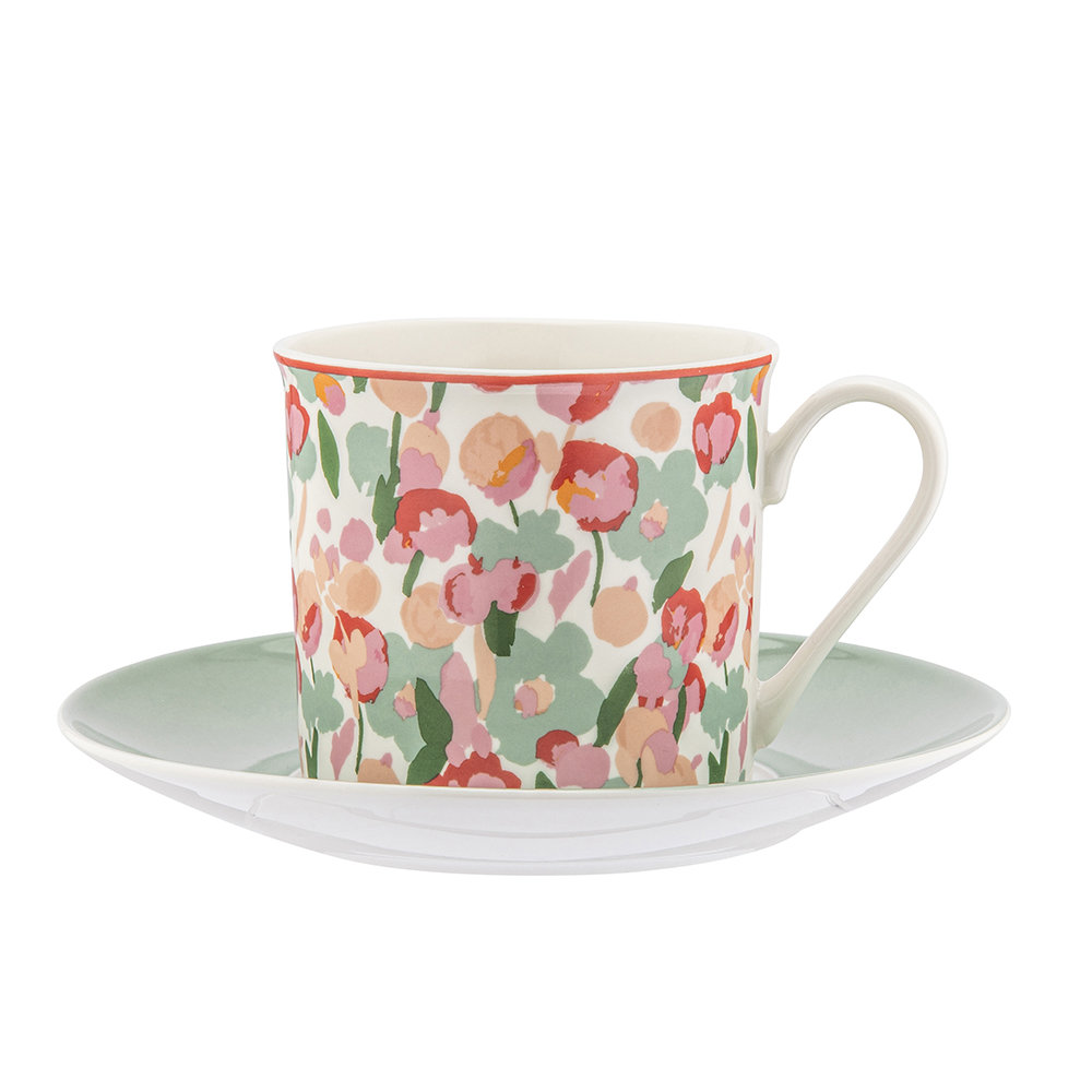 Filiżanka porcelanowa ze spodkiem 260ml Grace kwiaty