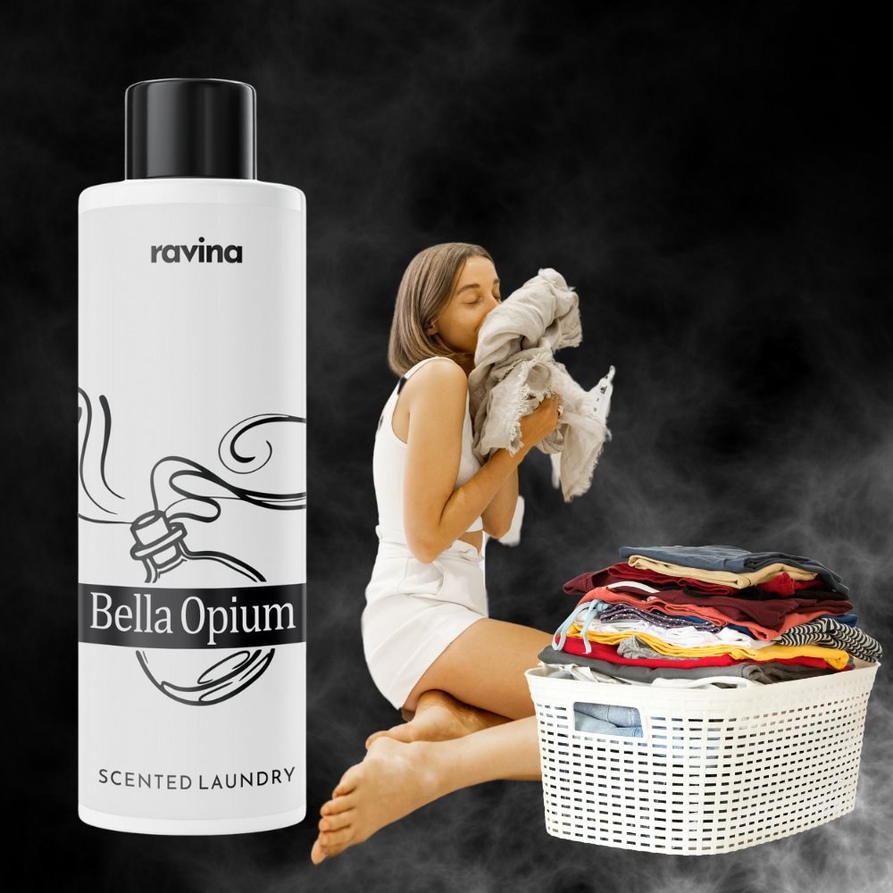 PERFUMY DO PRANIA BELLA OPI UM PERFUMY DO TKANIN UBRAŃ RAVINA DO PRALKI SUSZARKI PERFUM 200 ML = 40 prań