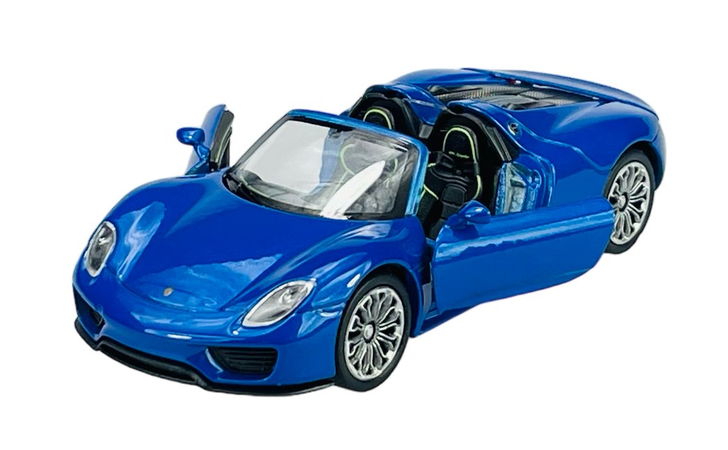 WELLY PORSCHE 918 SPYDER BEZ DACHU NIEBIESKI 1:34 SAMOCHÓD NOWY METALOWY MODEL