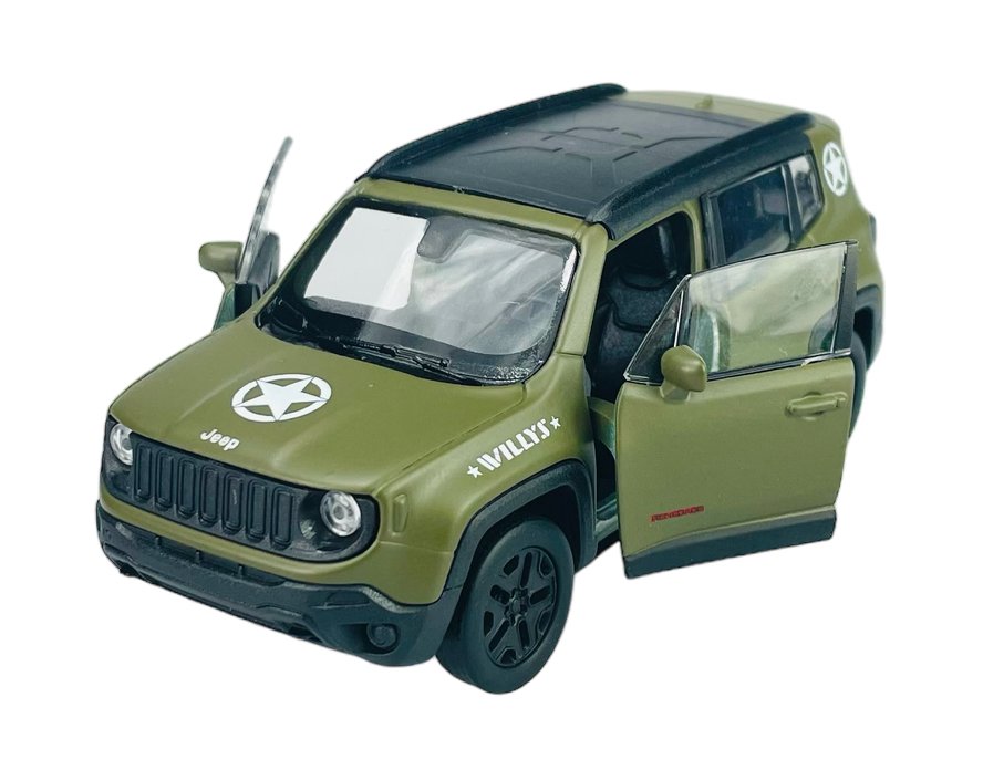WELLY JEEP RENEGADE TRAILHAWK WOJSKOWY 1:34 SAMOCHÓD NOWY METALOWY MODEL