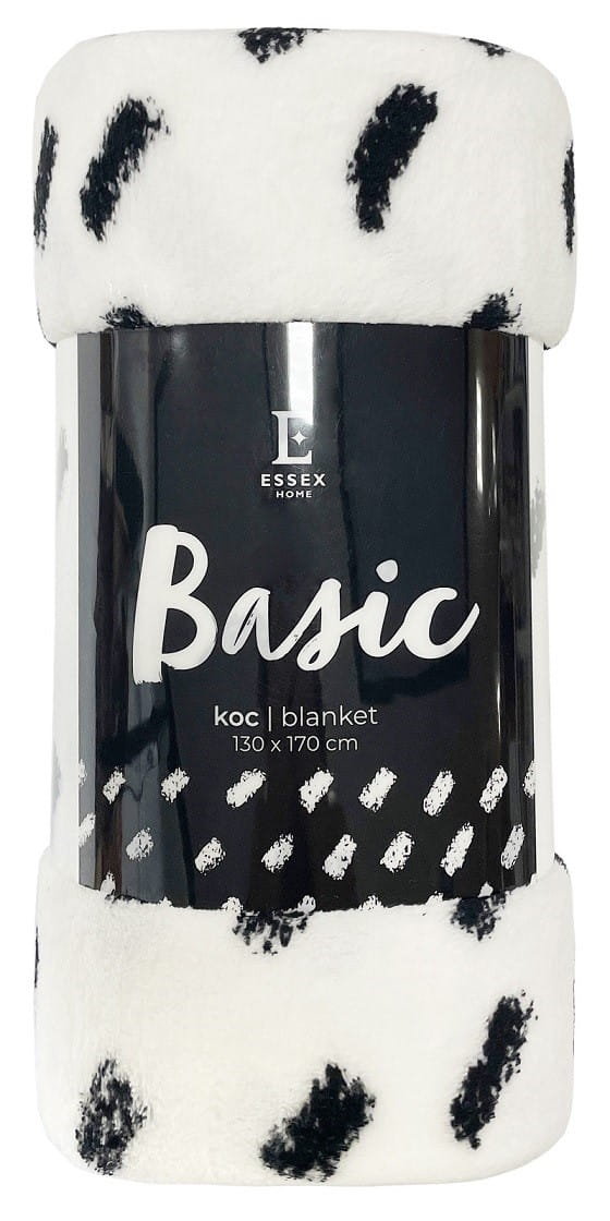 Koc dziecięcy Basic 130x170 biały wzory