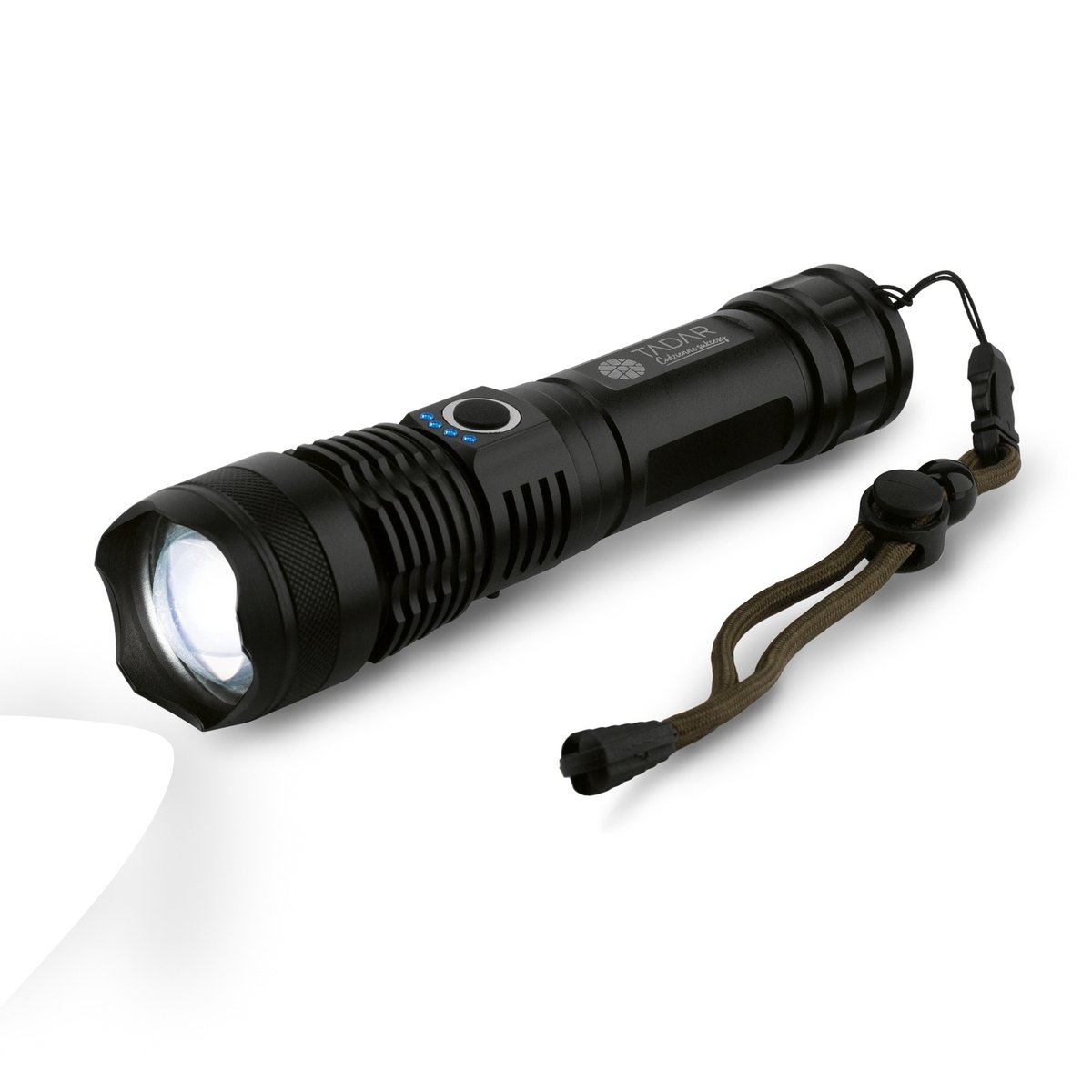 TAKTYCZNA LATARKA LED lampka 5 TRYBÓW MOCNA latarka akumulatorowa ZOOM WODOODPORNA 17x4 cm Tadar