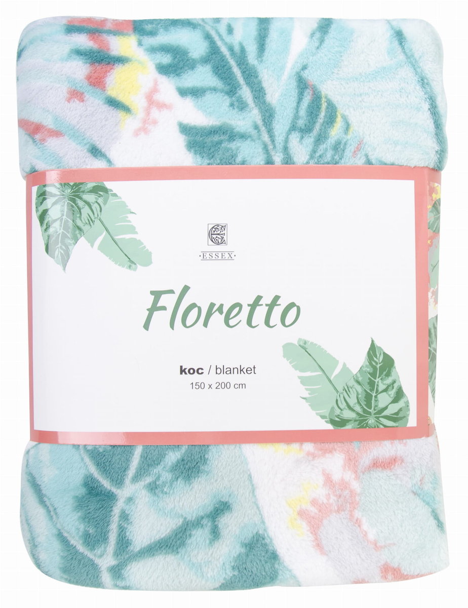 Koc Floretto 150x200 kwiaty liście zielony