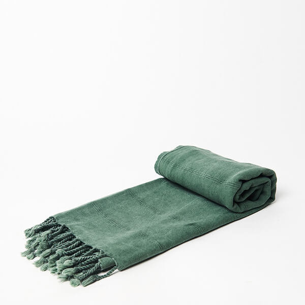 Ręcznik hammam STONE WASH 100% naturalna bawełna YEYE Ciemnozielony