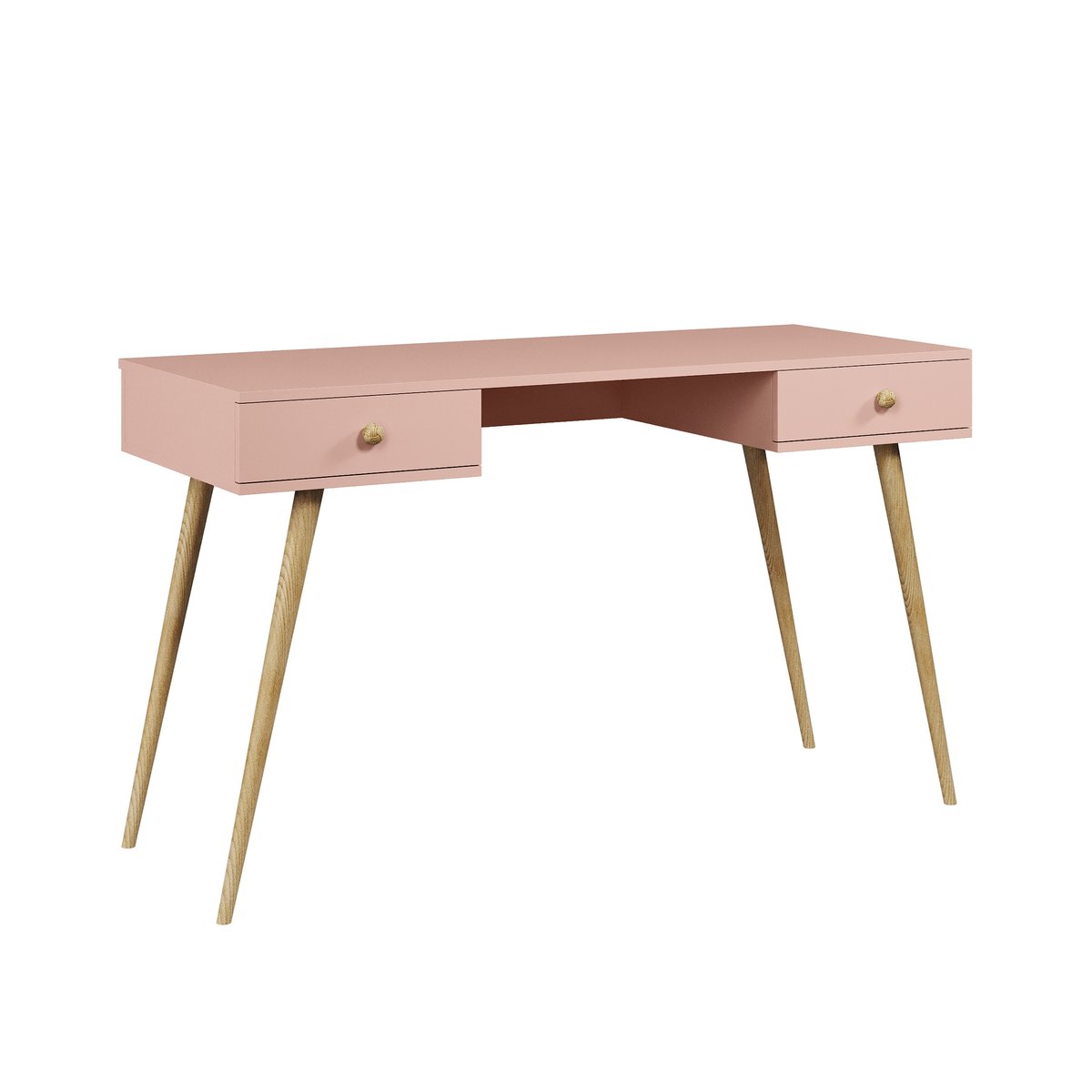 Biurko Z Szufladami Wysokie Nogi IKON Różowe