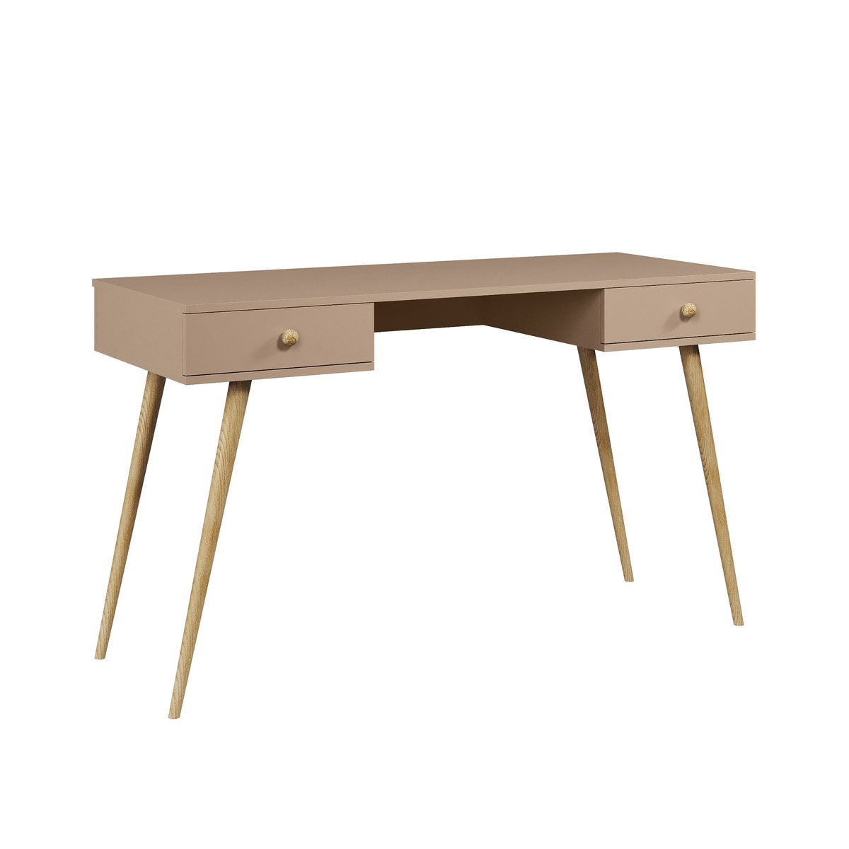 Biurko Z Szufladami Wysokie Nogi IKON Beżowy Macchiato