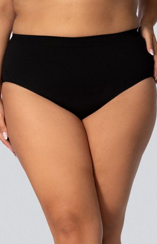 Wyszczuplające majtki ze średnim stanem czarne Smoothwear, Kolor czarny (onyx), Rozmiar 6/7, Mona Queen Size - Primodo.com