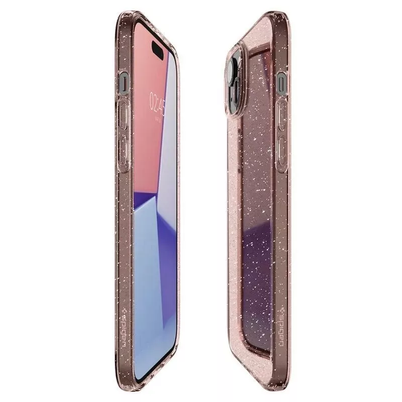 Etui Spigen Liquid Crystal Glitter do Apple iPhone 15 - różowo-przezroczyste