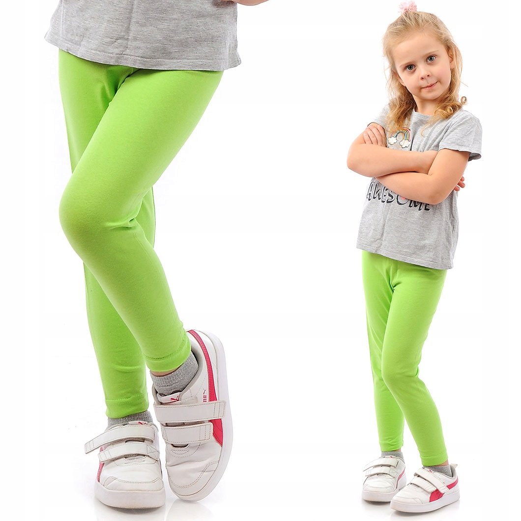 Legginsy dziecięce długie bawełniane klasyczne Limonkowe 158