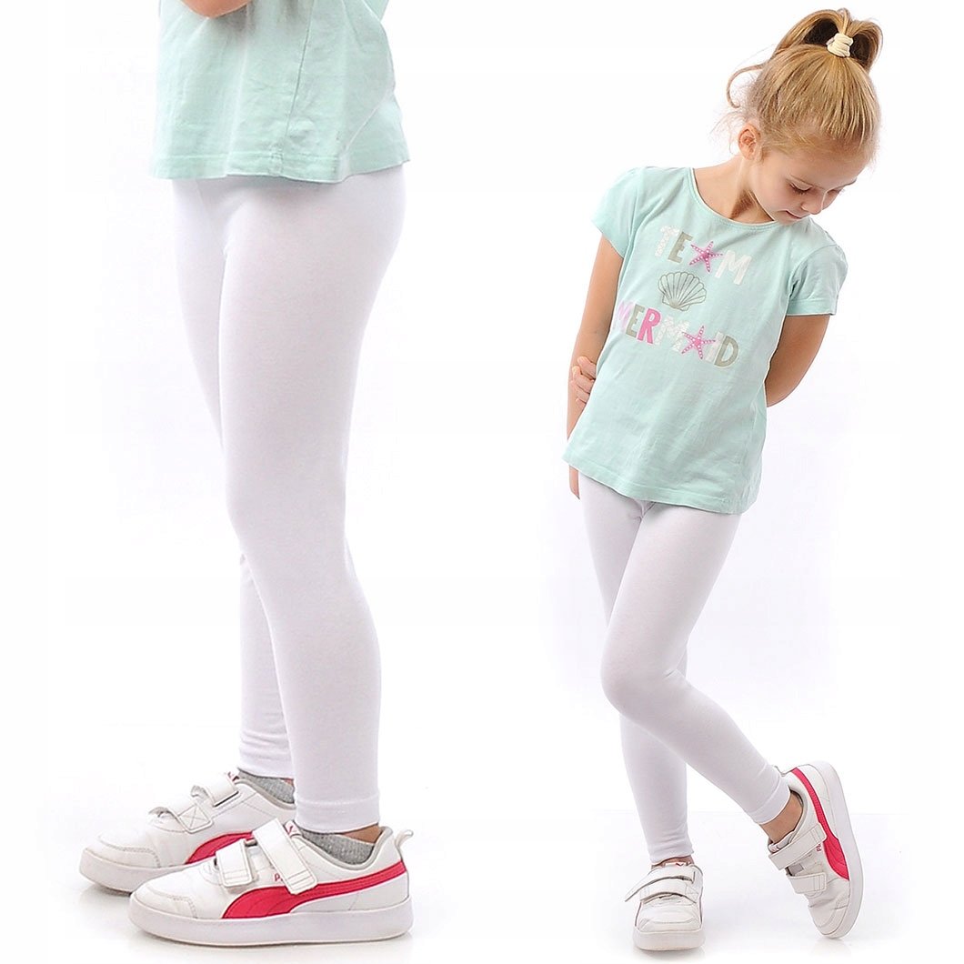 Legginsy dziecięce długie bawełniane klasyczne Białe 104