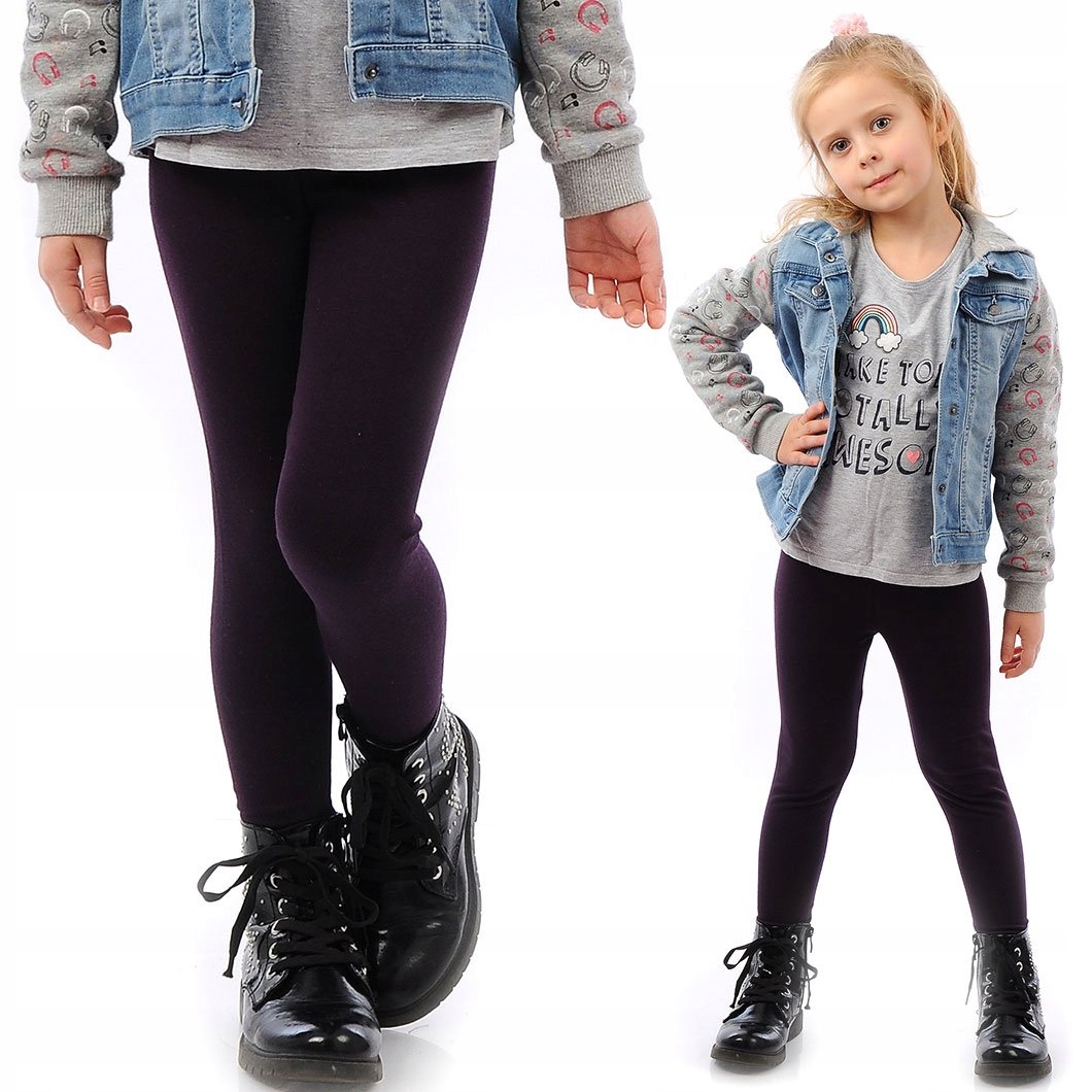 Legginsy dziecięce długie bawełniane klasyczne Śliwkowe 104