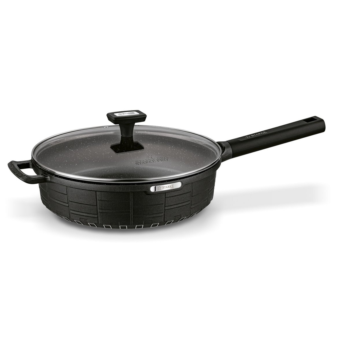 Marmurowa Patelnia Głęboka Z Pokrywką Non Stik Duża Patelnia Indukcja Gaz 28 Cm Starke Pro