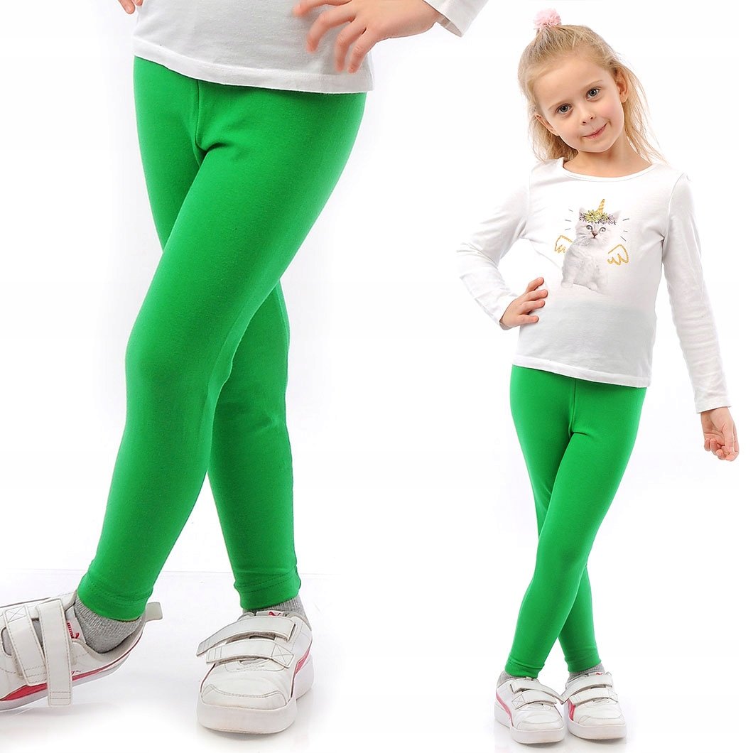 Legginsy dziecięce długie bawełniane klasyczne Zielone 104
