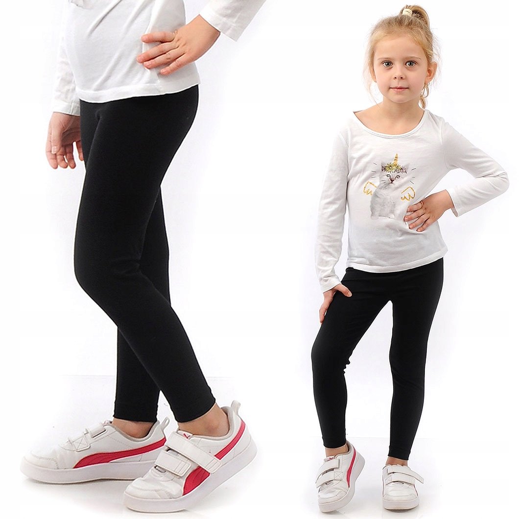 Legginsy dziecięce długie bawełniane klasyczne Czarne 98