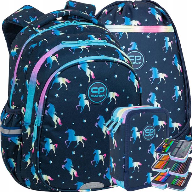 Coolpack Plecak Szkolny Dla Dziewczynki Zestaw Piórnik Worek Jednorożec 3w1