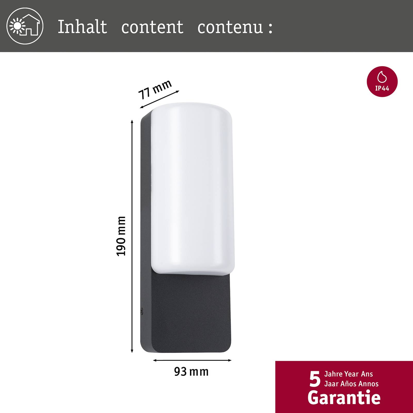 Paulmann kinkiet zewnętrzny LED Bonnie, aluminium, antracyt