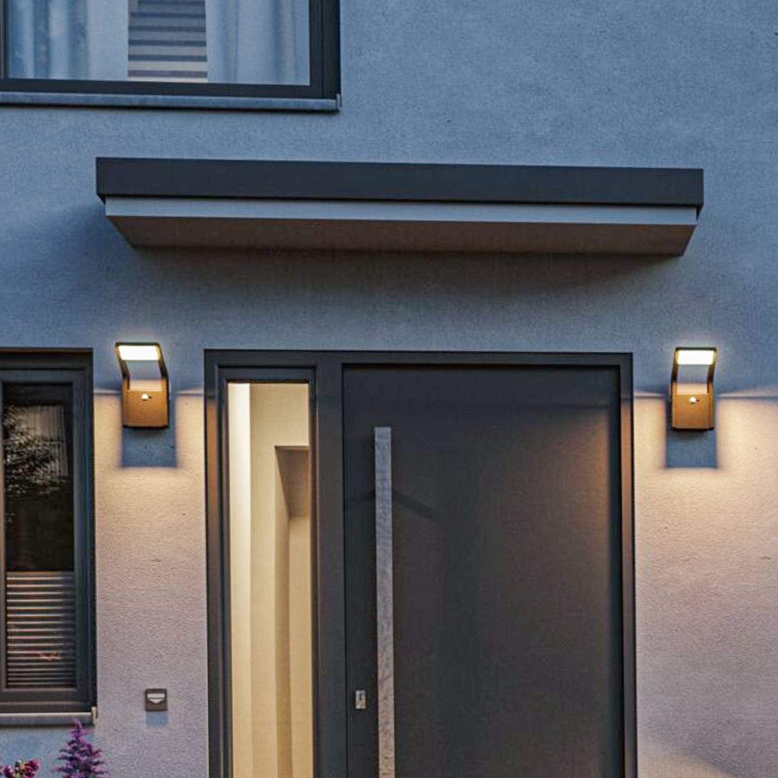 Paulmann kinkiet zewnętrzny LED Juntea, aluminium, antracyt, czujnik