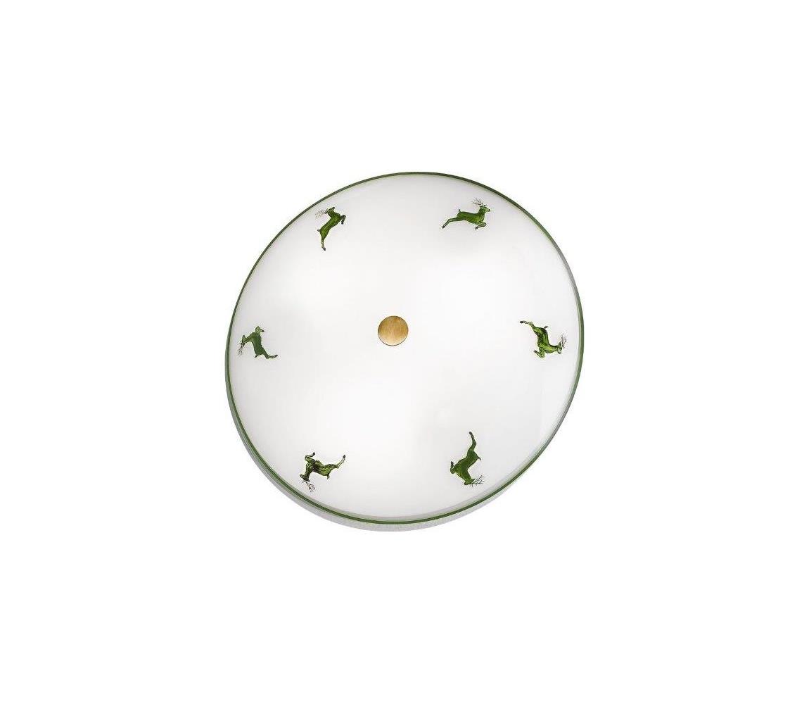 Kolarz 731.U13.4.100-Lampa sufitowa NONNA 3xE27/60W/230V pr.42 cm zielony/mosiądz