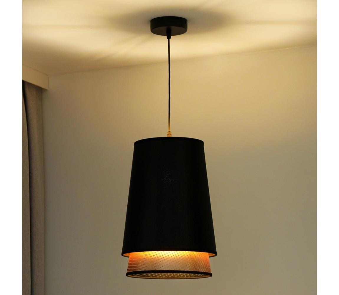 Duolla - Żyrandol na lince BELL SHINY 1xE27/15W/230V śr. 25 cm czarny/miedziany